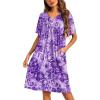 imageEkouaer Womens House Dress Floral Print Nightgown with Pockets Mumu DressFloral Purple