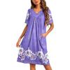 imageEkouaer Womens House Dress Floral Print Nightgown with Pockets Mumu DressLilac