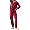 imageEkouaer Womens Pajamas 2 Piece Lounge Set Long Sleeve Top and Elastic Waist Pants Sweatsuits Casual Pjs with Pockets SXXLWine