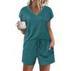 imageEkouaer Womens Pajamas Short Sleeve Summer Pj Set V Neck 2 Piece Loungewear Sleepwear SXXLTeal