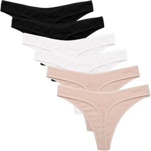 imageEkouaer Womens Thongs Invisible Panties No Show Seamless Low Waist Breathable GString Cotton Thongs 6 PackMulticolored 10  6 Pack