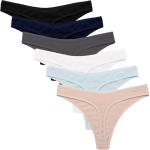 imageEkouaer Womens Thongs Invisible Panties No Show Seamless Low Waist Breathable GString Cotton Thongs 6 PackMulticolored 11  6 Pack