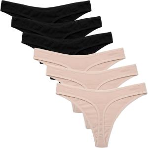 imageEkouaer Womens Thongs Invisible Panties No Show Seamless Low Waist Breathable GString Cotton Thongs 6 PackMulticolored 12  6 Pack