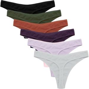 imageEkouaer Womens Thongs Invisible Panties No Show Seamless Low Waist Breathable GString Cotton Thongs 6 PackMulticolored 13  6 Pack