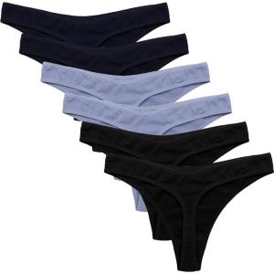 imageEkouaer Womens Thongs Invisible Panties No Show Seamless Low Waist Breathable GString Cotton Thongs 6 PackMulticolored 2  6 Pack