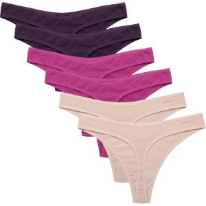 imageEkouaer Womens Thongs Invisible Panties No Show Seamless Low Waist Breathable GString Cotton Thongs 6 PackMulticolored 3 6 Pack