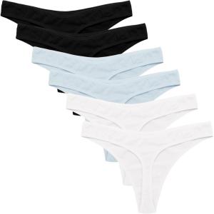 imageEkouaer Womens Thongs Invisible Panties No Show Seamless Low Waist Breathable GString Cotton Thongs 6 PackMulticolored 8  6 Pack