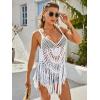 imageEkouaer Beach Swimsuit Cover Up Women Crochet Bikini Coverups Summer Pool Swimwear Tassel DressBeige White