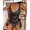 imageEkouaer Beach Swimsuit Cover Up Women Crochet Bikini Coverups Summer Pool Swimwear Tassel DressBlack