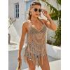 imageEkouaer Beach Swimsuit Cover Up Women Crochet Bikini Coverups Summer Pool Swimwear Tassel DressBrown
