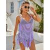imageEkouaer Beach Swimsuit Cover Up Women Crochet Bikini Coverups Summer Pool Swimwear Tassel DressLavender