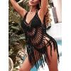 imageEkouaer Beach Swimsuit Cover Up Women Crochet Bikini Coverups Summer Pool Swimwear Tassel DressLight Black