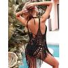 imageEkouaer Beach Swimsuit Cover Up Women Crochet Bikini Coverups Summer Pool Swimwear Tassel DressLight Black