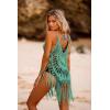 imageEkouaer Beach Swimsuit Cover Up Women Crochet Bikini Coverups Summer Pool Swimwear Tassel DressMint Green