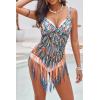 imageEkouaer Beach Swimsuit Cover Up Women Crochet Bikini Coverups Summer Pool Swimwear Tassel DressMulticolor Blue Orange