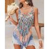 imageEkouaer Beach Swimsuit Cover Up Women Crochet Bikini Coverups Summer Pool Swimwear Tassel DressMulticolor Blue Orange