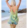 imageEkouaer Beach Swimsuit Cover Up Women Crochet Bikini Coverups Summer Pool Swimwear Tassel DressMulticolor Green Yellow
