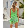 imageEkouaer Beach Swimsuit Cover Up Women Crochet Bikini Coverups Summer Pool Swimwear Tassel DressNeon Green