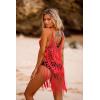 imageEkouaer Beach Swimsuit Cover Up Women Crochet Bikini Coverups Summer Pool Swimwear Tassel DressNeon Orange