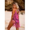 imageEkouaer Beach Swimsuit Cover Up Women Crochet Bikini Coverups Summer Pool Swimwear Tassel DressPink