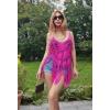 imageEkouaer Beach Swimsuit Cover Up Women Crochet Bikini Coverups Summer Pool Swimwear Tassel DressRose Red