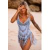 imageEkouaer Beach Swimsuit Cover Up Women Crochet Bikini Coverups Summer Pool Swimwear Tassel DressSky Blue