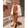 imageEkouaer Maternity Dress Rib Knit Side Slit Stretchy Bodycon Pregnancy Dresses Halter Neck Sleeveless Pregnant ClothesCaramel