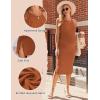 imageEkouaer Maternity Dress Rib Knit Side Slit Stretchy Bodycon Pregnancy Dresses Halter Neck Sleeveless Pregnant ClothesCaramel