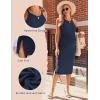 imageEkouaer Maternity Dress Rib Knit Side Slit Stretchy Bodycon Pregnancy Dresses Halter Neck Sleeveless Pregnant ClothesNavy Blue