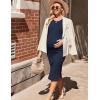 imageEkouaer Maternity Dress Rib Knit Side Slit Stretchy Bodycon Pregnancy Dresses Halter Neck Sleeveless Pregnant ClothesNavy Blue