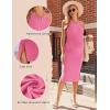imageEkouaer Maternity Dress Rib Knit Side Slit Stretchy Bodycon Pregnancy Dresses Halter Neck Sleeveless Pregnant ClothesRose Pink