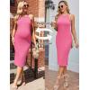 imageEkouaer Maternity Dress Rib Knit Side Slit Stretchy Bodycon Pregnancy Dresses Halter Neck Sleeveless Pregnant ClothesRose Pink