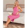 imageEkouaer Maternity Dress Rib Knit Side Slit Stretchy Bodycon Pregnancy Dresses Halter Neck Sleeveless Pregnant ClothesRose Pink