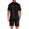 imageEkouaer Men Satin Silk Pajamas Set with Pockets Sleepwear Shorts Satin Summer Loungewear 2 Piece Button Down Set S3XLBlack