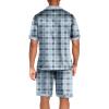 imageEkouaer Men Satin Silk Pajamas Set with Pockets Sleepwear Shorts Satin Summer Loungewear 2 Piece Button Down Set S3XLBlue Check