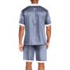 imageEkouaer Men Satin Silk Pajamas Set with Pockets Sleepwear Shorts Satin Summer Loungewear 2 Piece Button Down Set S3XLBlue Plaid