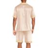 imageEkouaer Men Satin Silk Pajamas Set with Pockets Sleepwear Shorts Satin Summer Loungewear 2 Piece Button Down Set S3XLChampagne