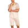 imageEkouaer Men Satin Silk Pajamas Set with Pockets Sleepwear Shorts Satin Summer Loungewear 2 Piece Button Down Set S3XLChampagne