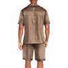 imageEkouaer Men Satin Silk Pajamas Set with Pockets Sleepwear Shorts Satin Summer Loungewear 2 Piece Button Down Set S3XLGeometric Gold