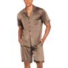 imageEkouaer Men Satin Silk Pajamas Set with Pockets Sleepwear Shorts Satin Summer Loungewear 2 Piece Button Down Set S3XLGeometric Gold
