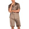 imageEkouaer Men Satin Silk Pajamas Set with Pockets Sleepwear Shorts Satin Summer Loungewear 2 Piece Button Down Set S3XLGeometric Gold