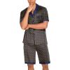 imageEkouaer Men Satin Silk Pajamas Set with Pockets Sleepwear Shorts Satin Summer Loungewear 2 Piece Button Down Set S3XLGeometric Yellow