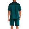 imageEkouaer Men Satin Silk Pajamas Set with Pockets Sleepwear Shorts Satin Summer Loungewear 2 Piece Button Down Set S3XLLake Green