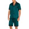 imageEkouaer Men Satin Silk Pajamas Set with Pockets Sleepwear Shorts Satin Summer Loungewear 2 Piece Button Down Set S3XLLake Green