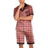 imageEkouaer Men Satin Silk Pajamas Set with Pockets Sleepwear Shorts Satin Summer Loungewear 2 Piece Button Down Set S3XLRed Plaid