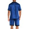 imageEkouaer Men Satin Silk Pajamas Set with Pockets Sleepwear Shorts Satin Summer Loungewear 2 Piece Button Down Set S3XLRoyal Blue