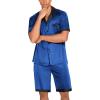imageEkouaer Men Satin Silk Pajamas Set with Pockets Sleepwear Shorts Satin Summer Loungewear 2 Piece Button Down Set S3XLRoyal Blue