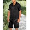 imageEkouaer Men Satin Silk Pajamas Set with Pockets Sleepwear Shorts Satin Summer Loungewear 2 Piece Button Down Set S3XLStripe Black