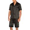 imageEkouaer Men Satin Silk Pajamas Set with Pockets Sleepwear Shorts Satin Summer Loungewear 2 Piece Button Down Set S3XLStripe Black Gold