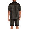 imageEkouaer Men Satin Silk Pajamas Set with Pockets Sleepwear Shorts Satin Summer Loungewear 2 Piece Button Down Set S3XLStripe Black Gold